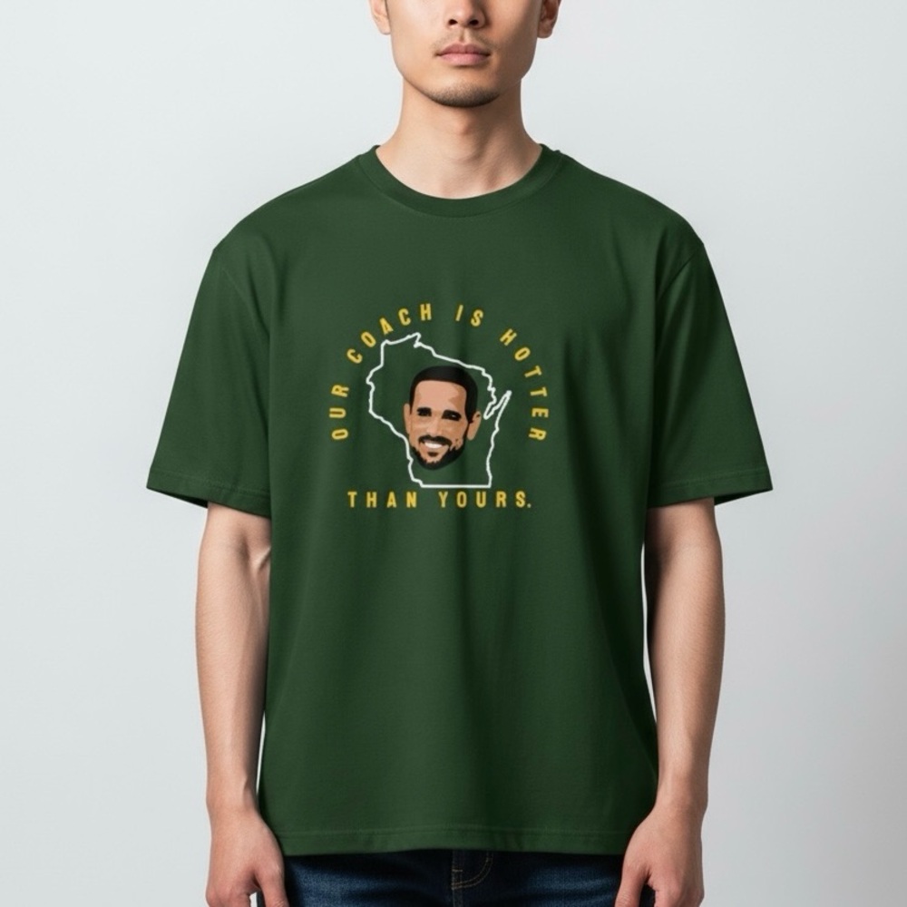 Gildan Green Bay “Our Coach Is Hotter” T-Shirt Packers Unisex Medium & 2XL